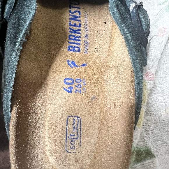 Birkenstock Boston Black Suede Soft Footbed Narrow Clogs - Picture 4 of 7